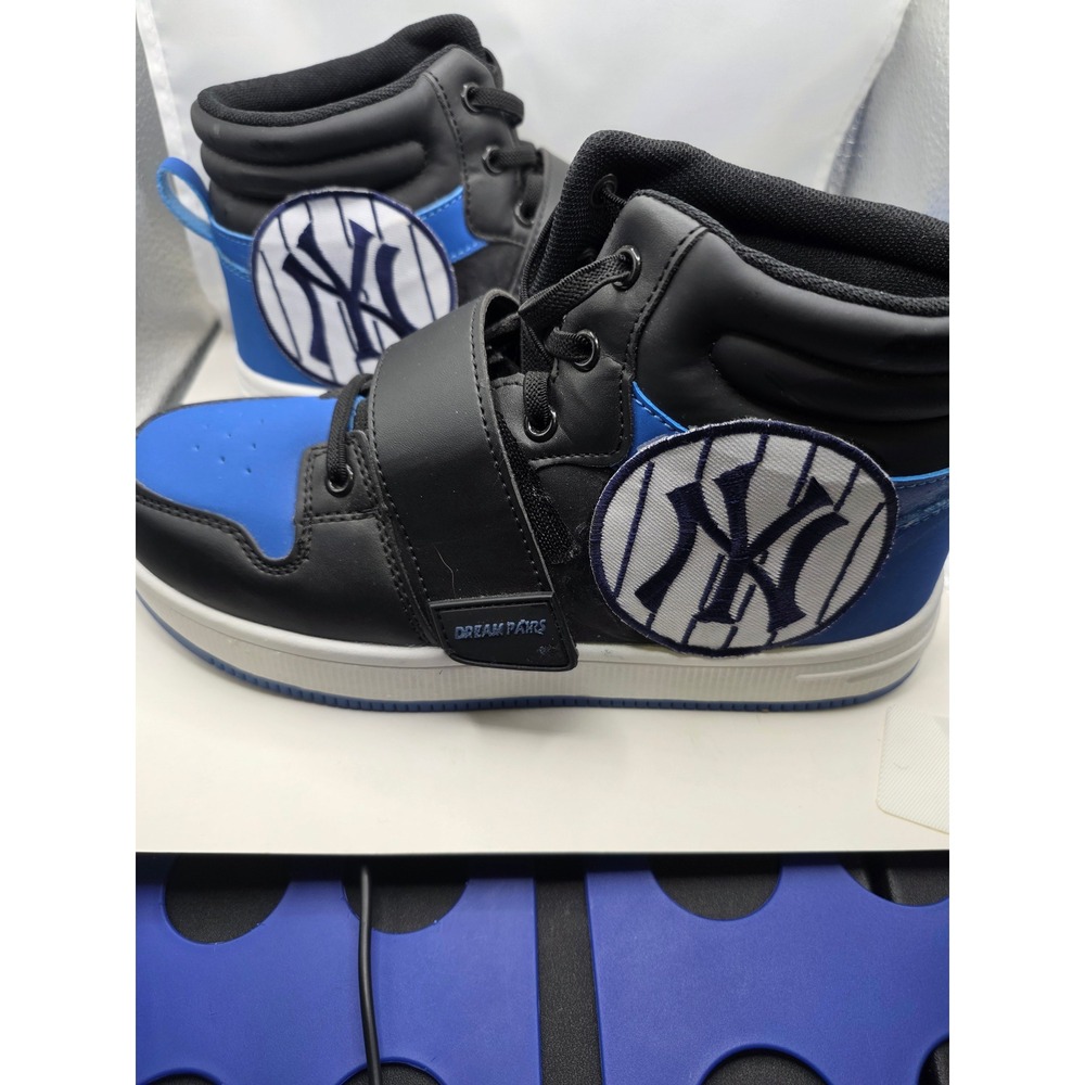 Dream Pairs Boys High Top Sneakers Black Blue NY Yankees Youth Size 5